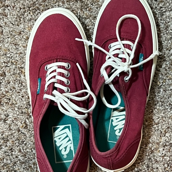 Maroon Red Off White Trim Vans Size Men 4 Women 5.5 Shoes - Picture 12 of 12